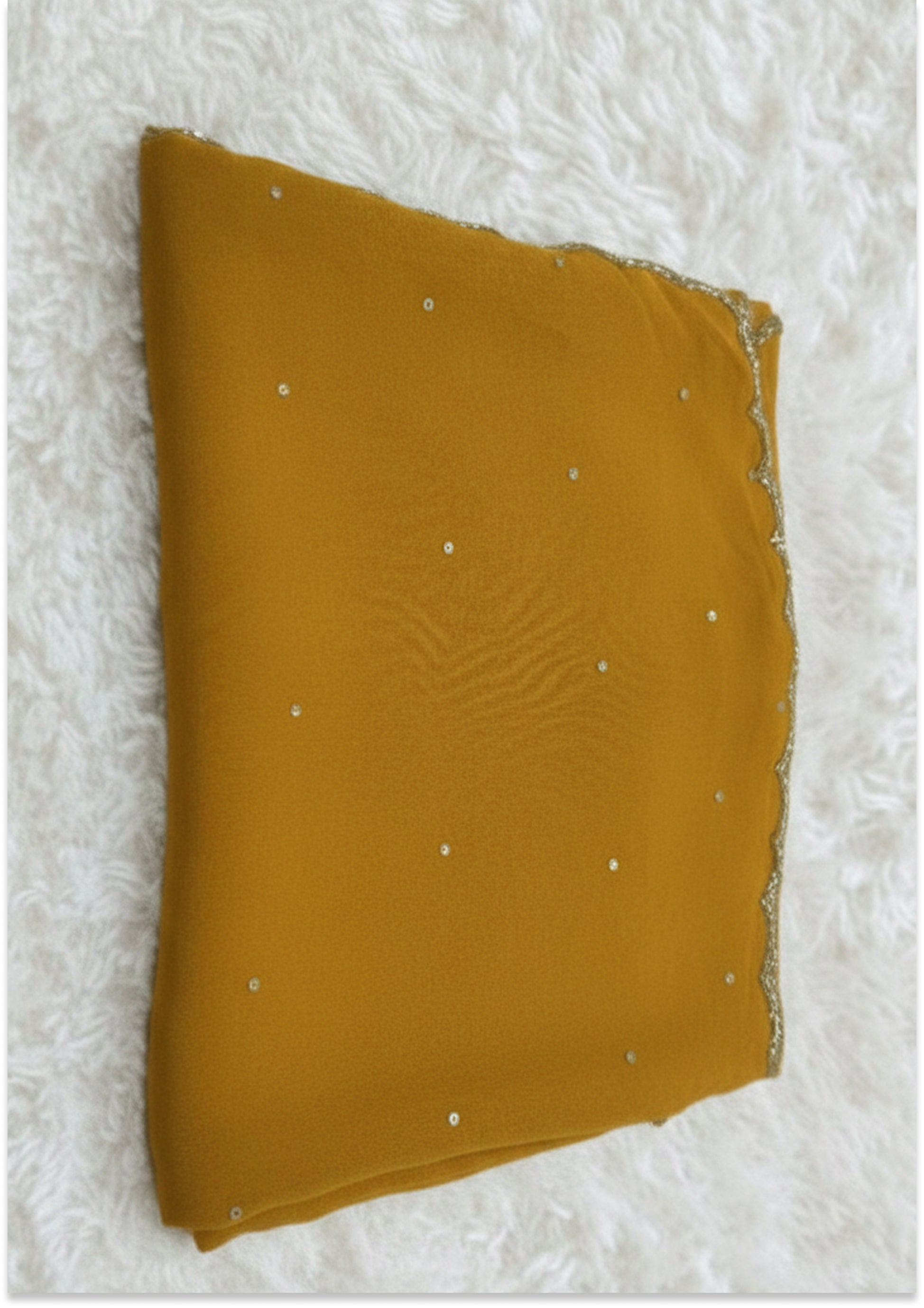 Golden Yellow Handcrafted Suit Material with Stitched Gharara