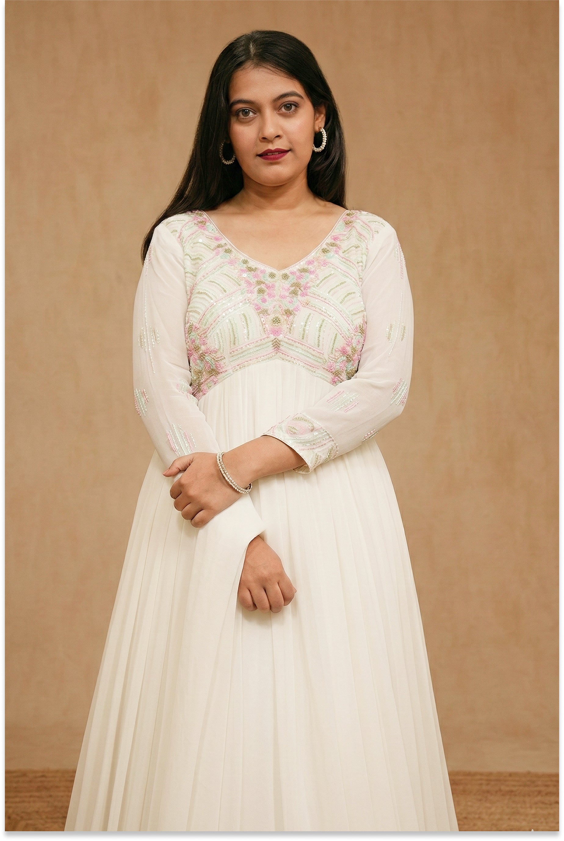 White Multi Handcrafted 3pc Suit set