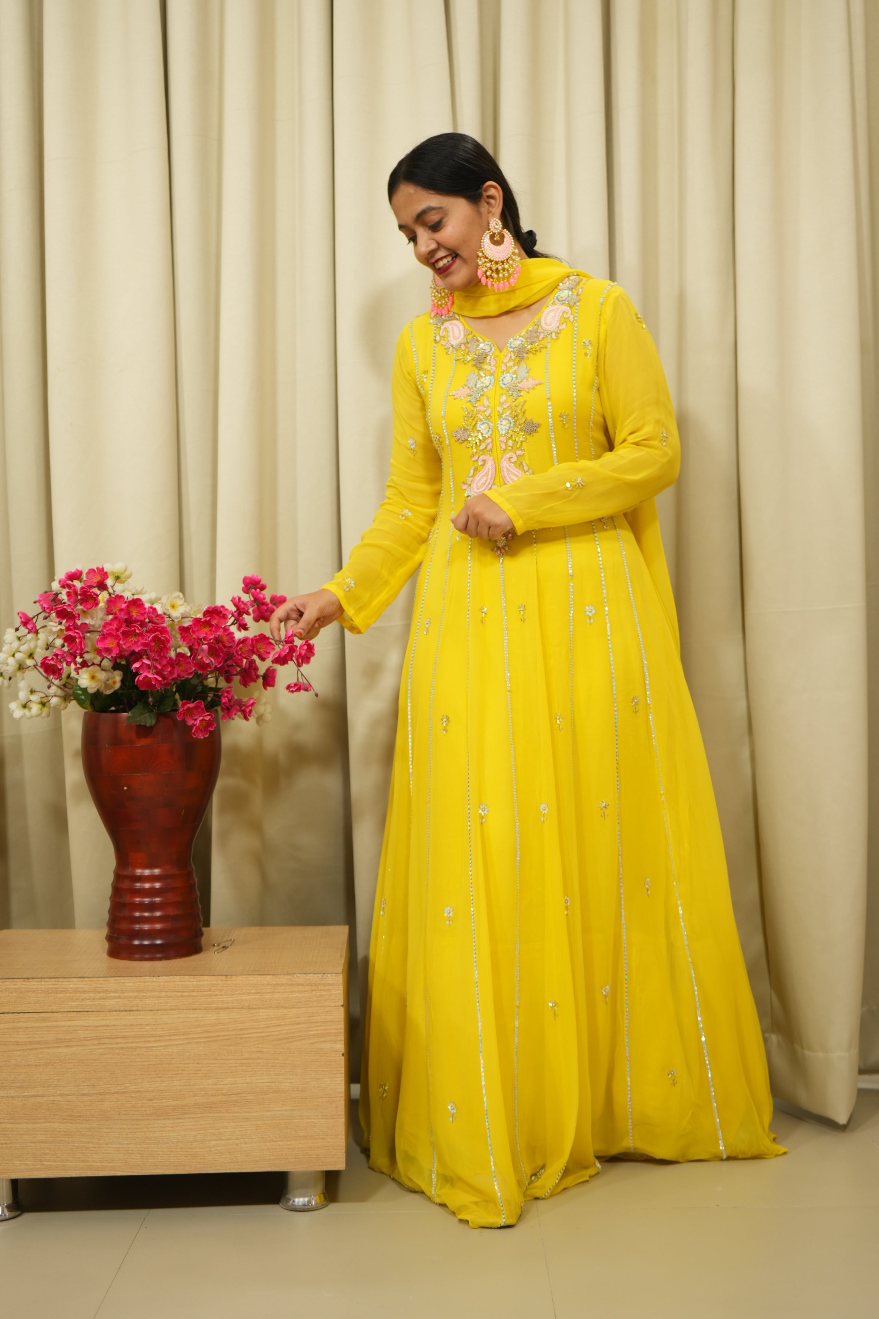 Lime Yellow Handcrafted 3pc suit set