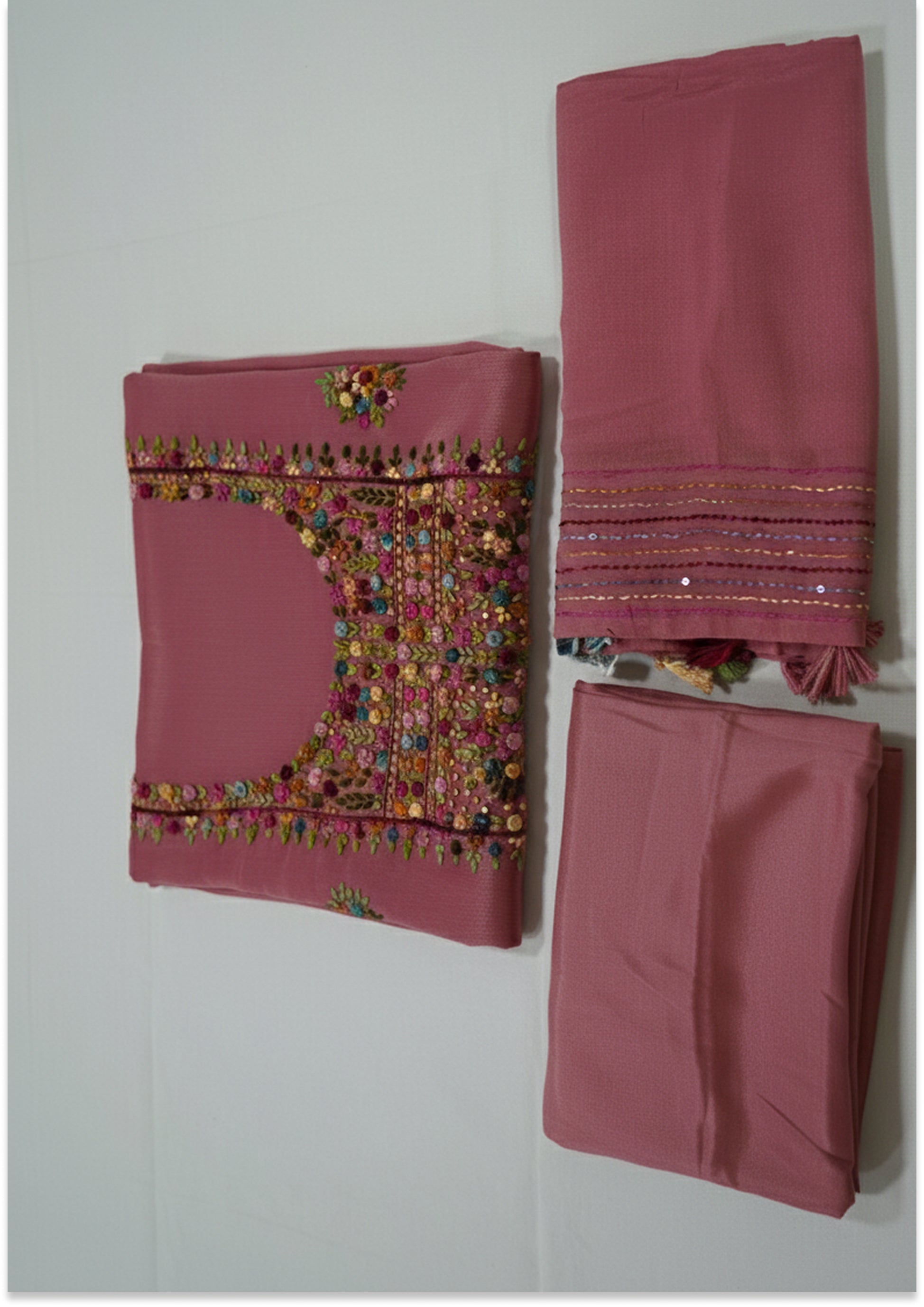 Dark Onion Pink Chinon Handcrafted Unstitched Material