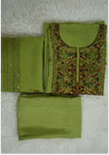 Mehendi Green Knot Work Unstitched Suit Material