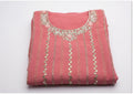 Peach Handcrafted Suit Material with Stitched Gharara