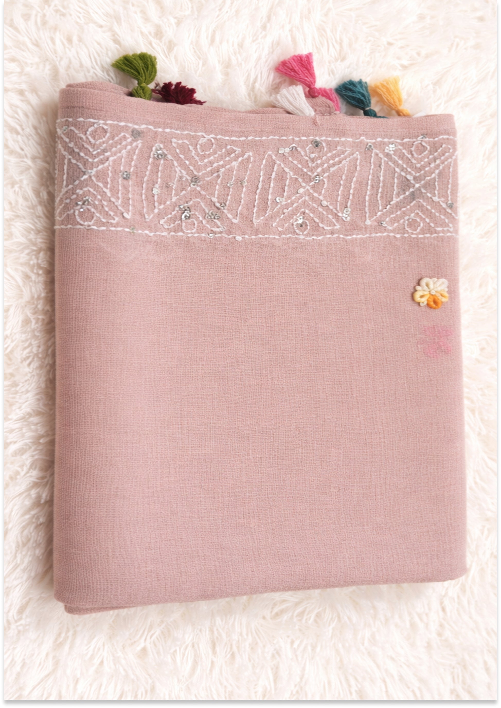 Baby Pink Handcrafted Unstitched Suit Material
