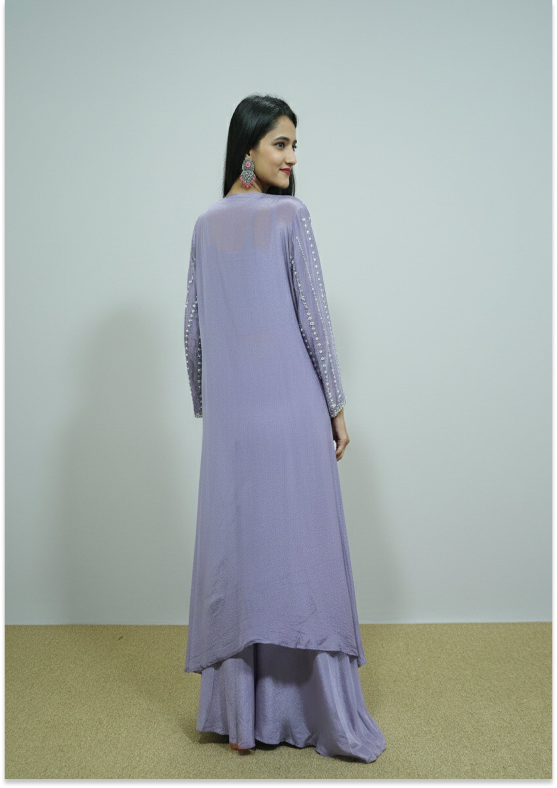 Lavender Handcrafted Sharara with Jacket