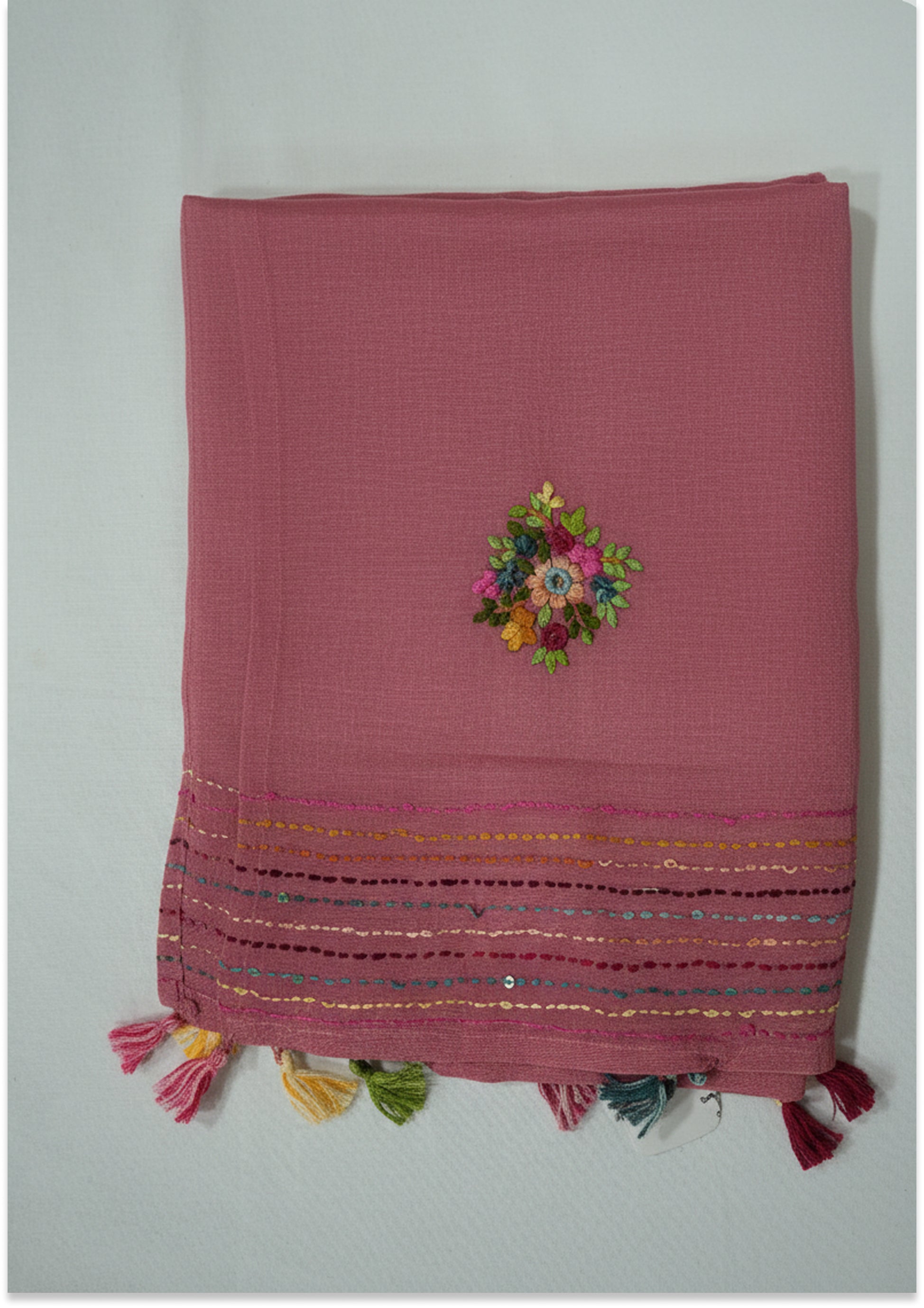 Dark Onion Pink Chinon Handcrafted Unstitched Material
