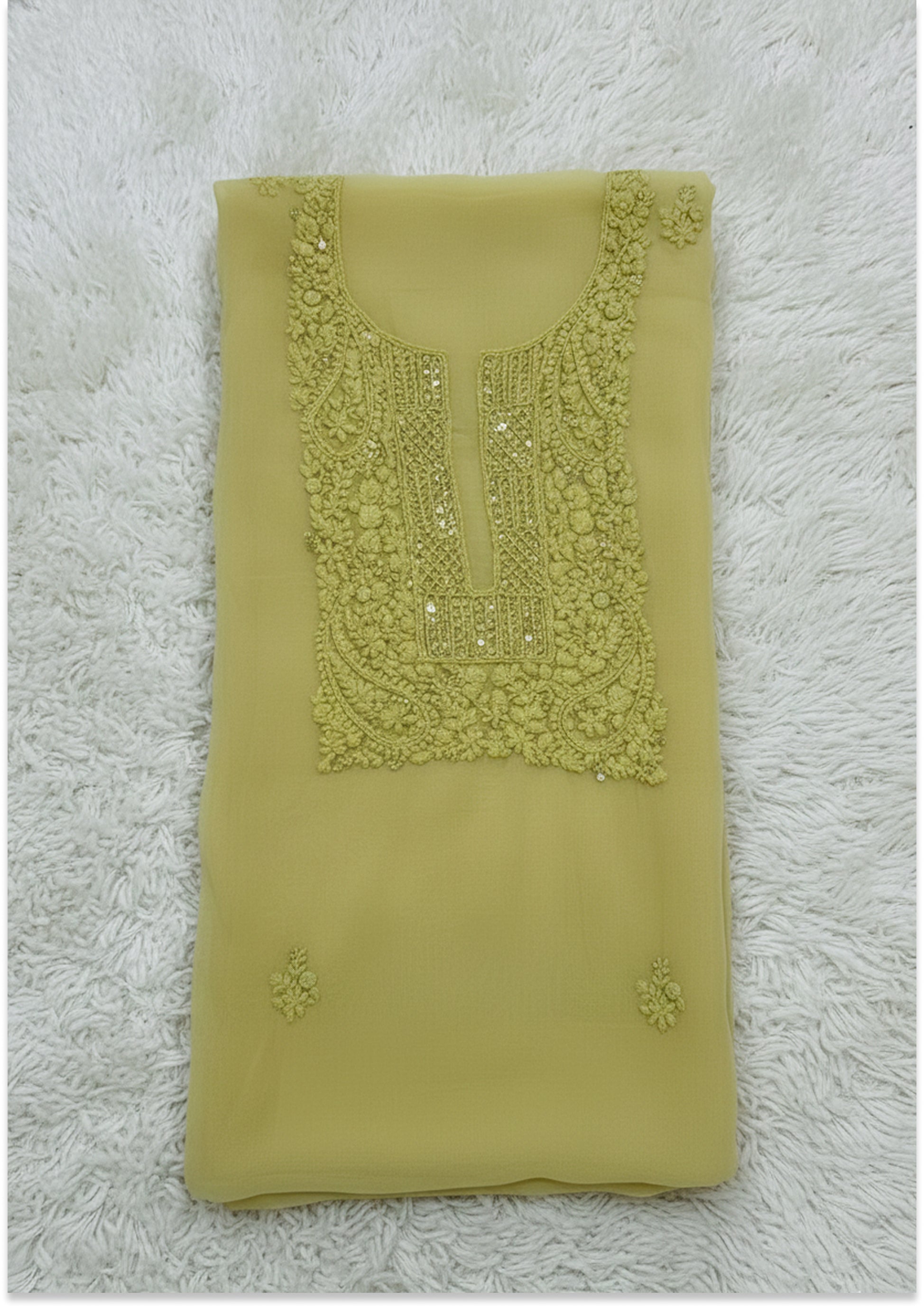 Light Lemon Yellow Handcrafted Unstitched Suit Material