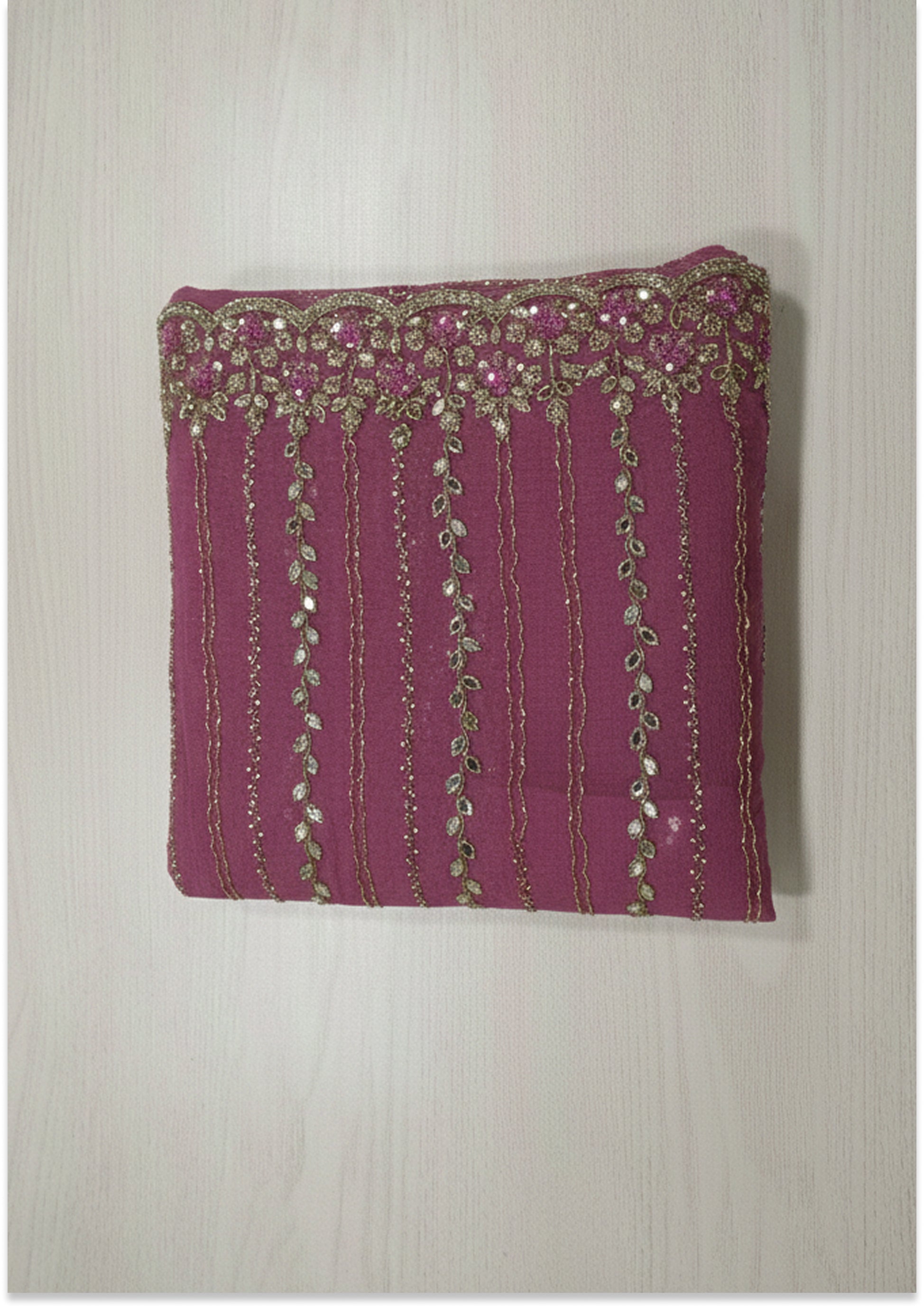 Onion Pink Handcrafted Suit Material with Stitched Gharara