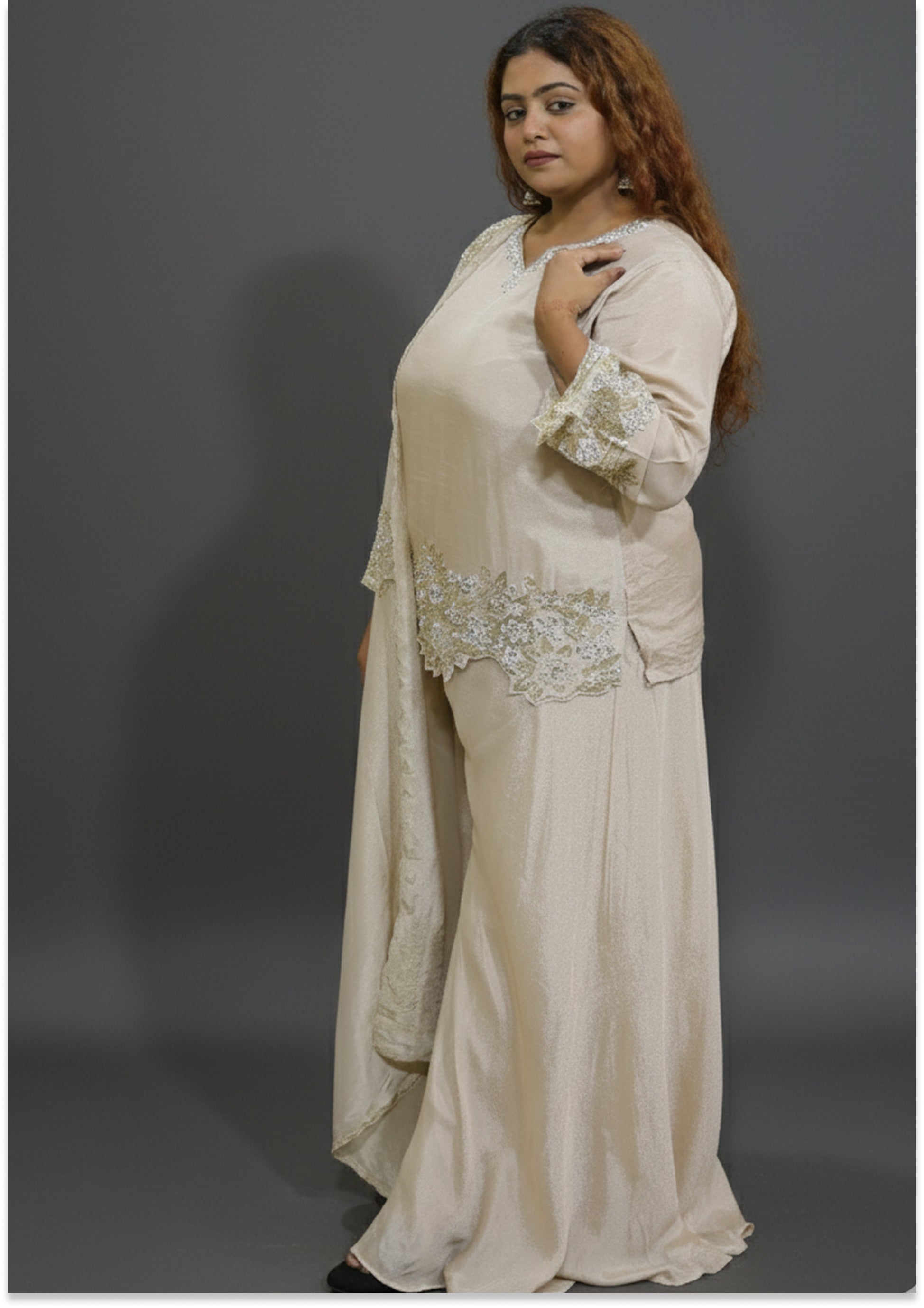 Beige Handcrafted 3ps Co-ord set