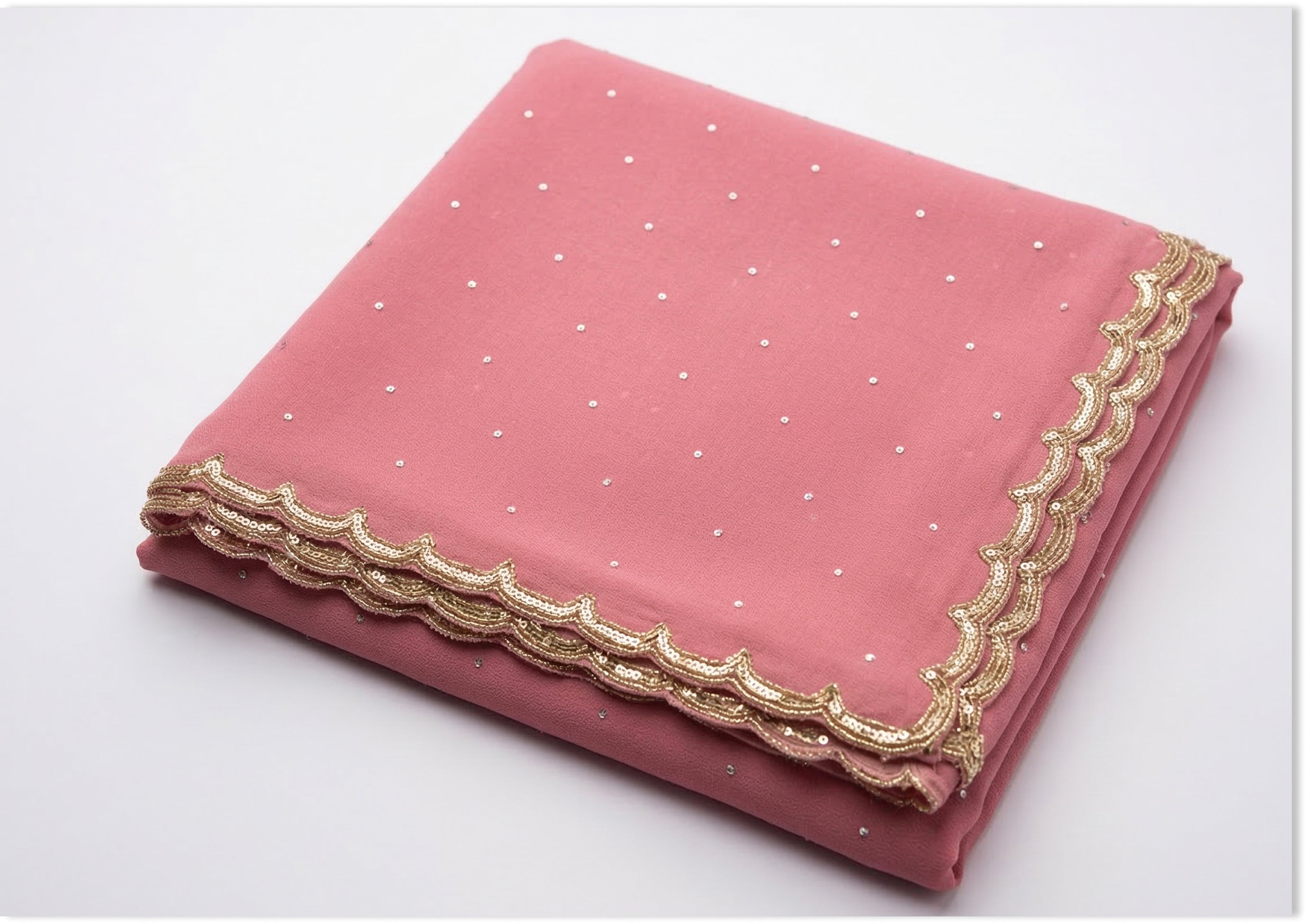 Peach Handcrafted Suit Material with Stitched Gharara