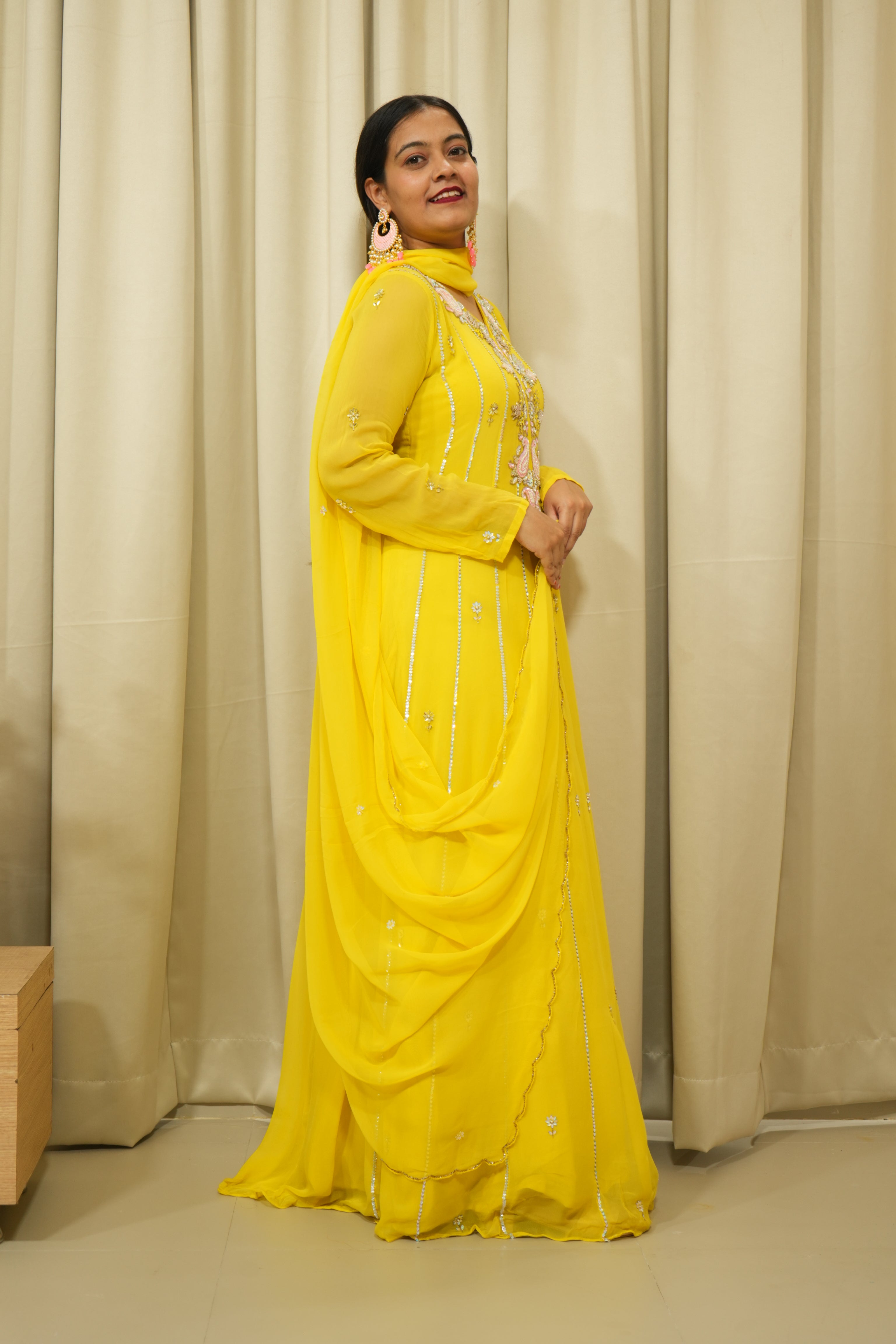 Lime Yellow Handcrafted 3pc suit set