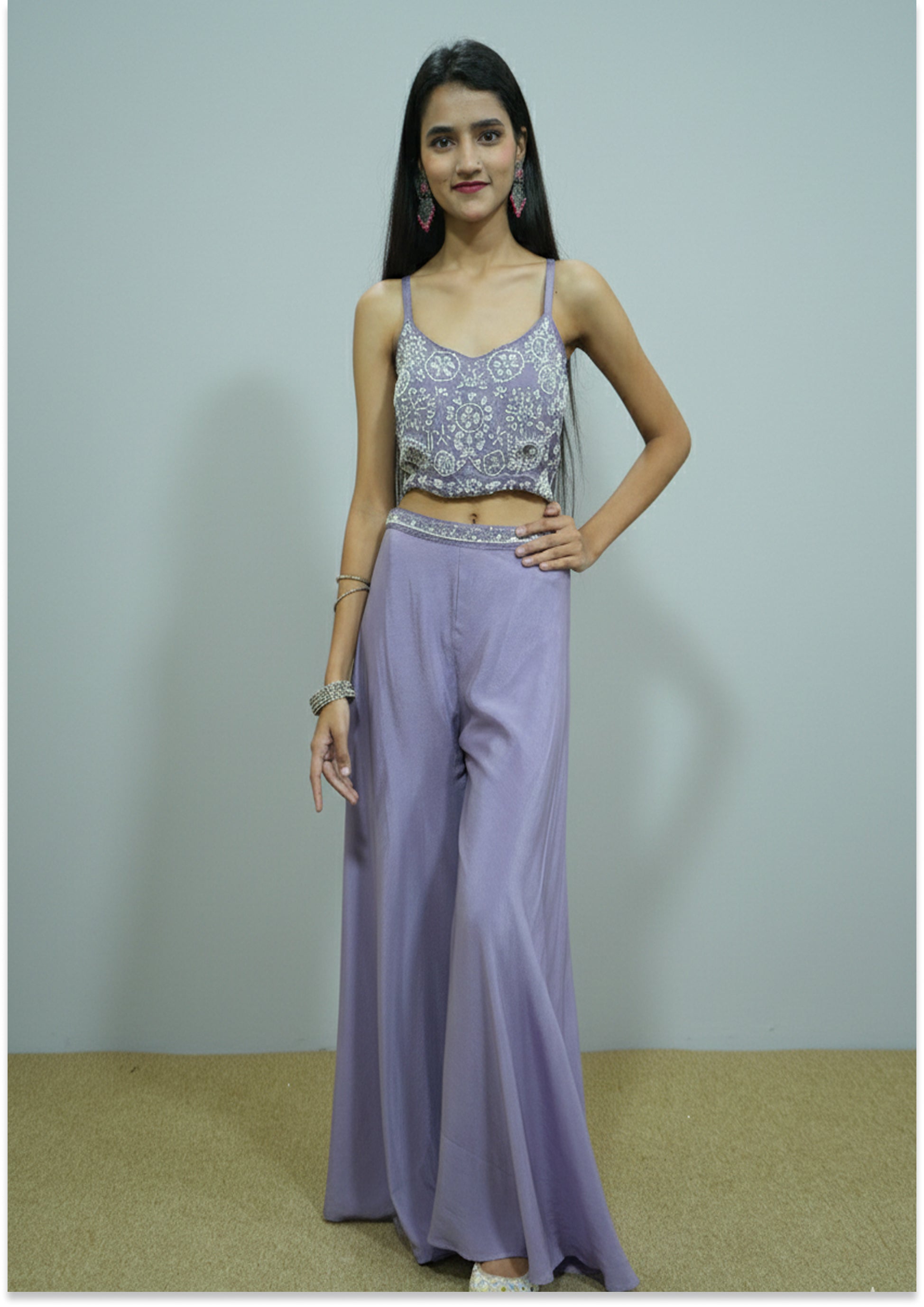 Lavender Handcrafted Sharara with Jacket