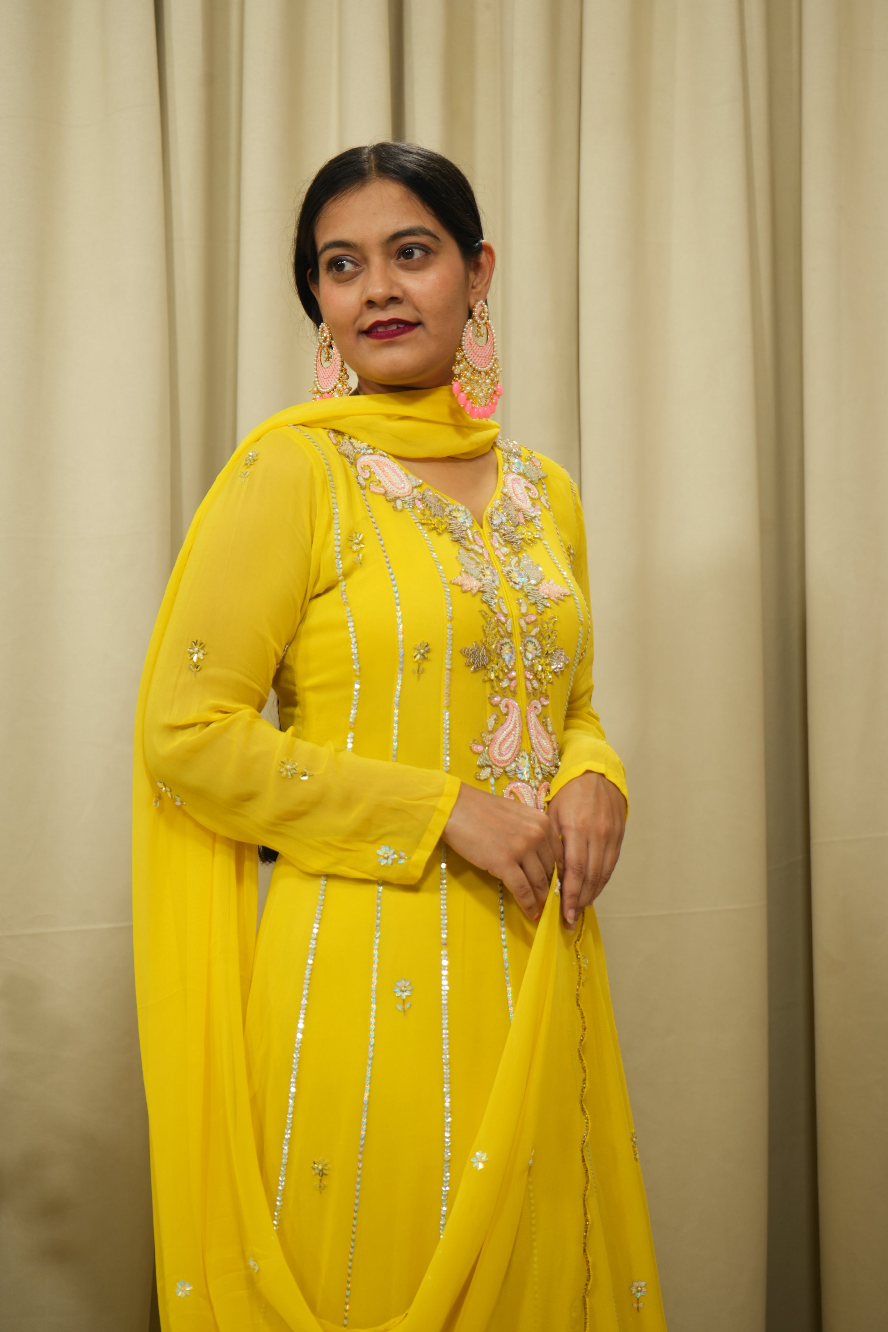 Lime Yellow Handcrafted 3pc suit set