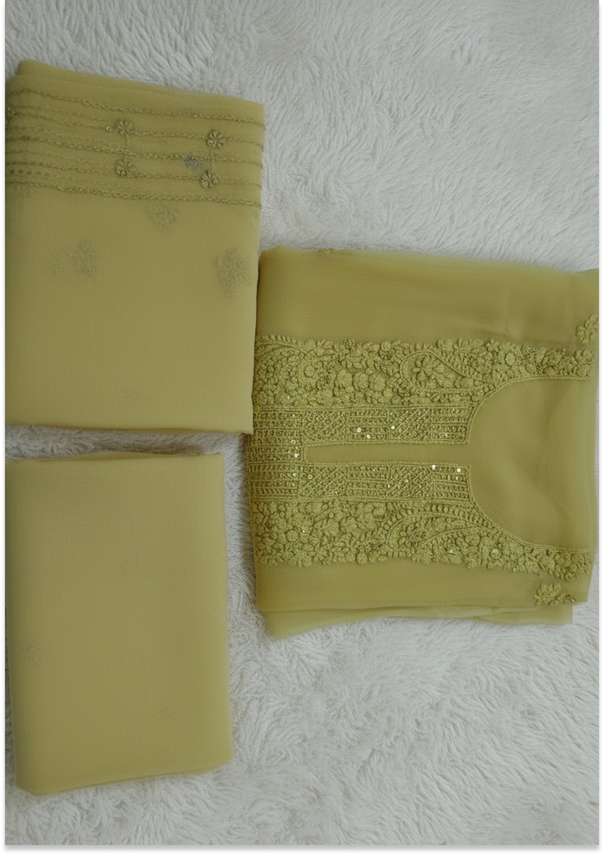 Light Lemon Yellow Handcrafted Unstitched Suit Material