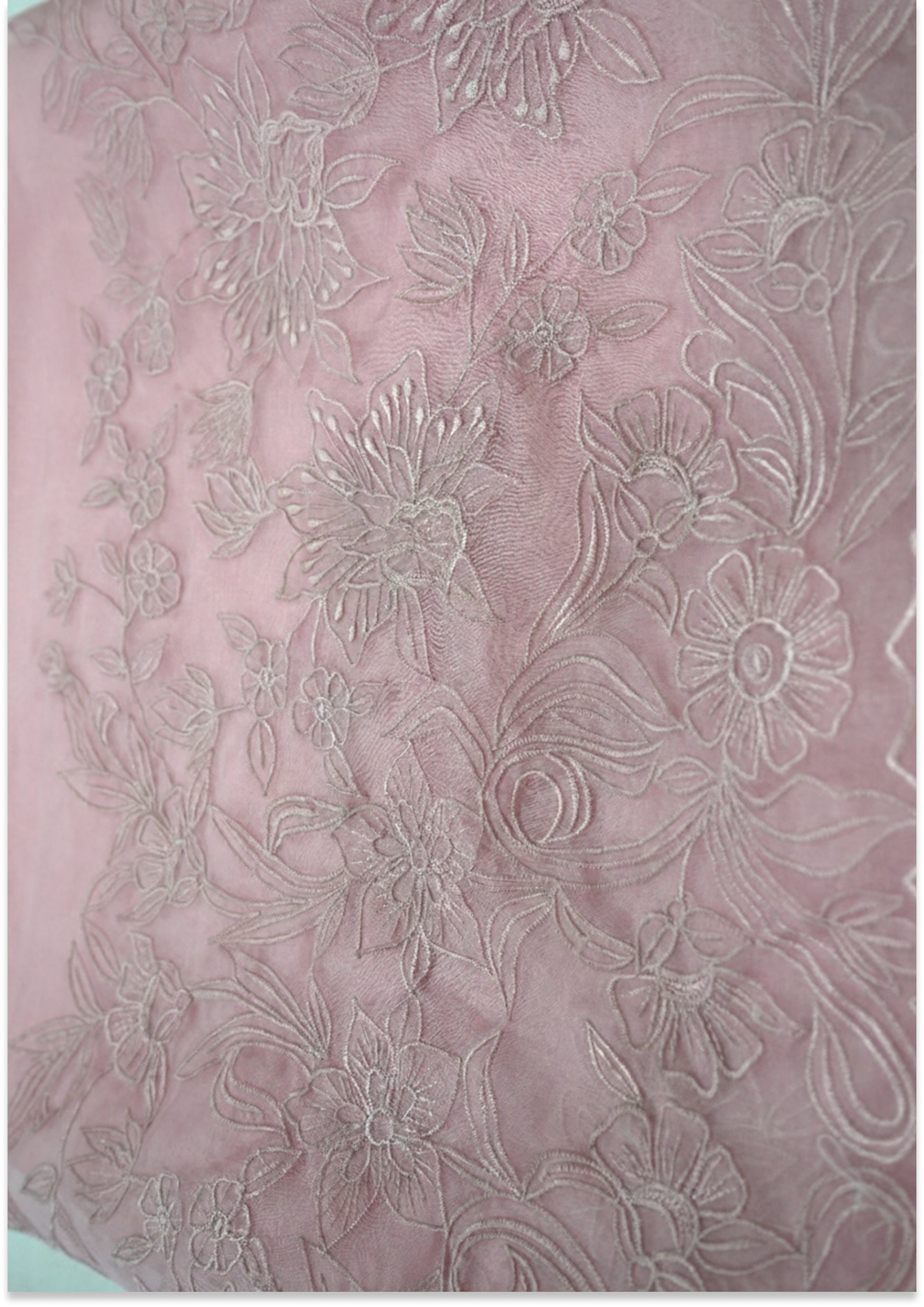 Nude Pink Handcrafted Pure Organza Unstitched Material
