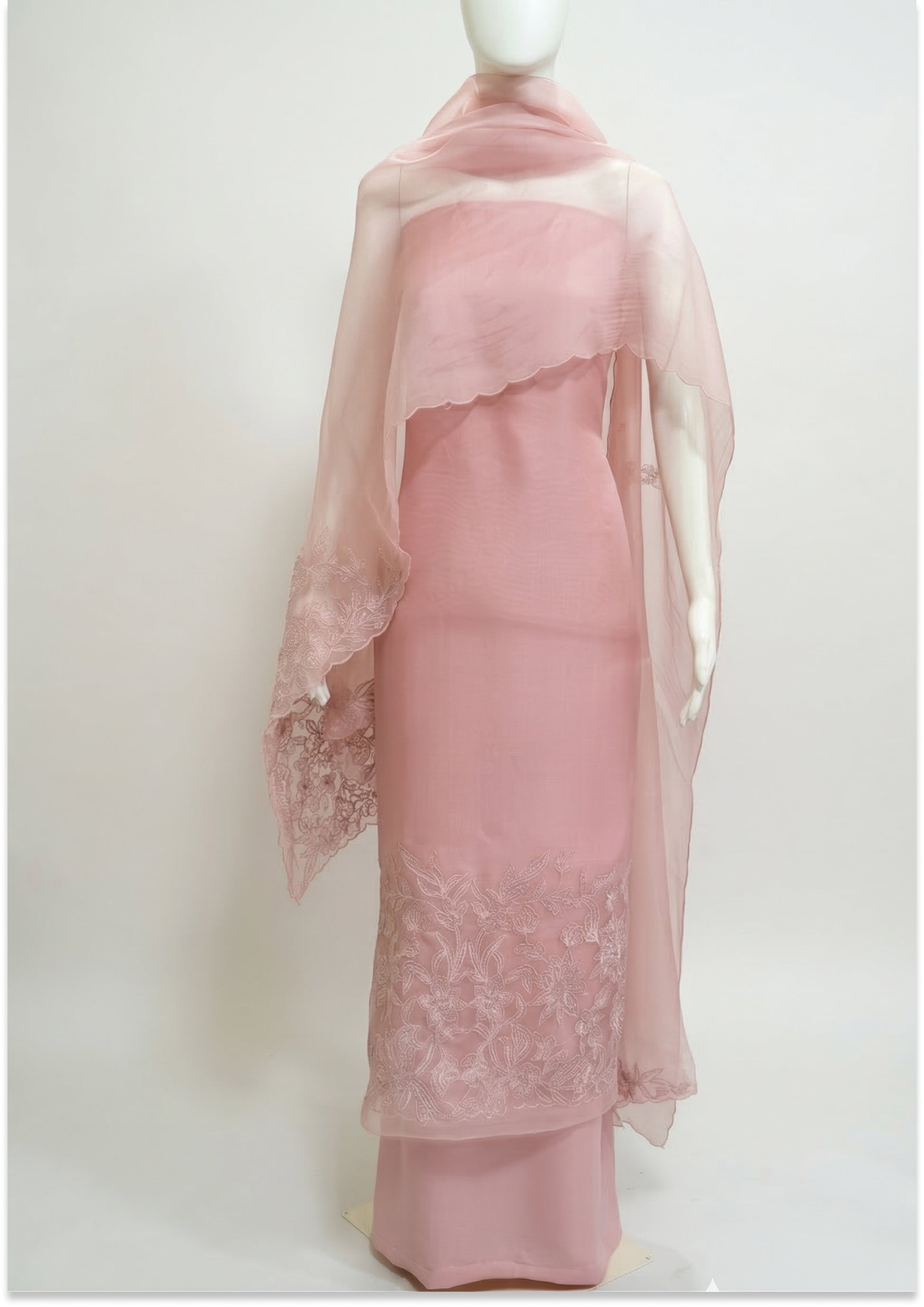 Nude Pink Handcrafted Pure Organza Unstitched Material