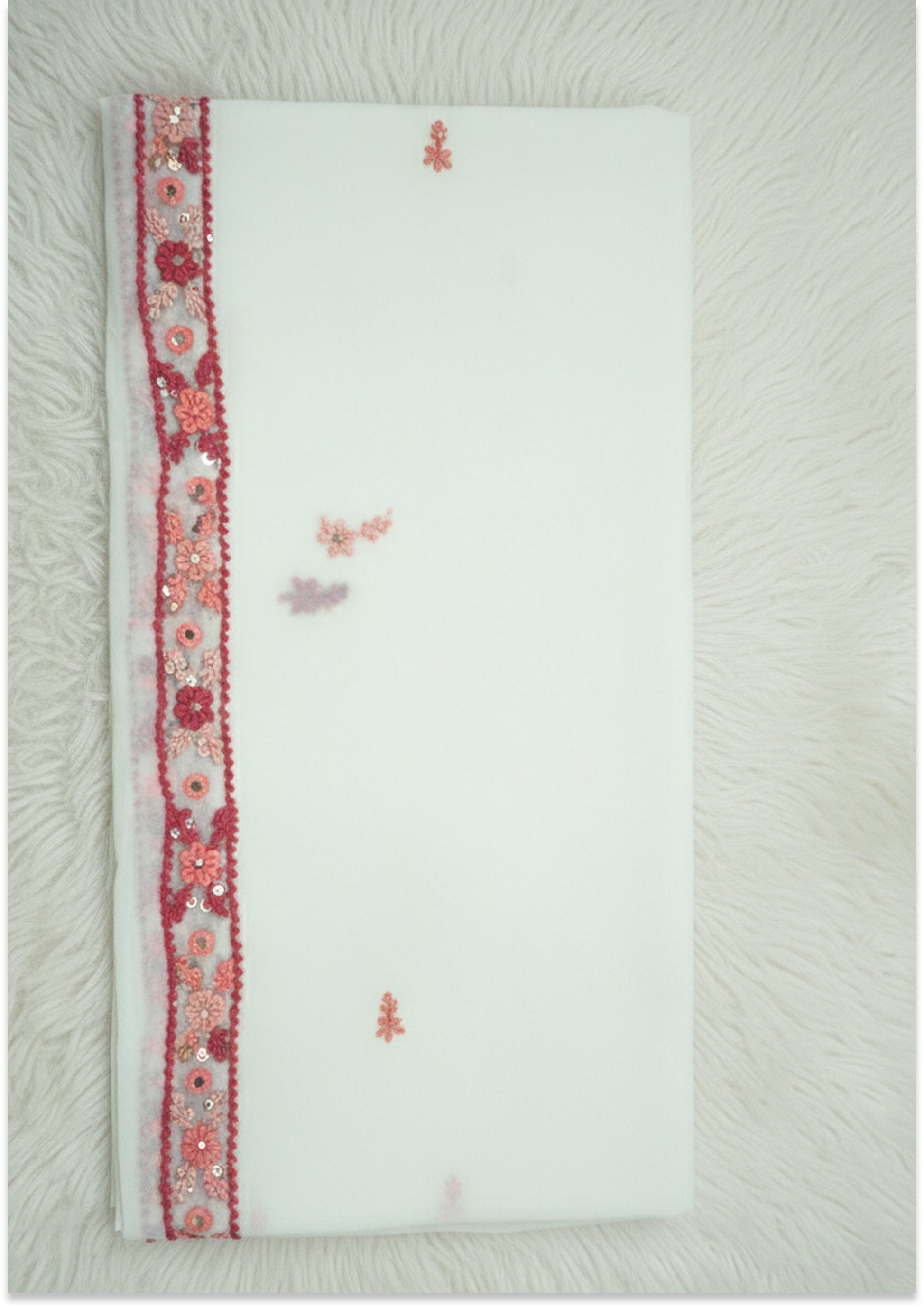 Off White Unstitched suit material with Rust Knot Work