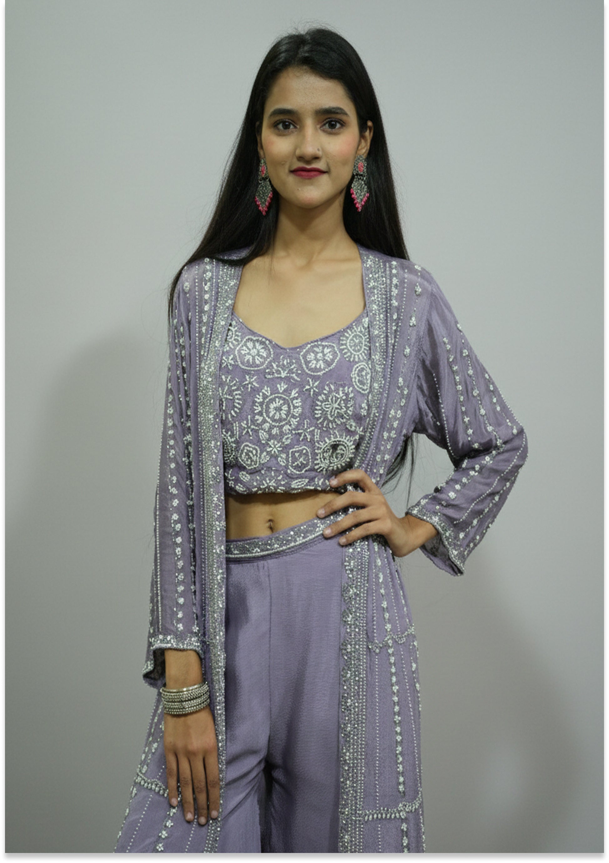 Lavender Handcrafted Sharara with Jacket