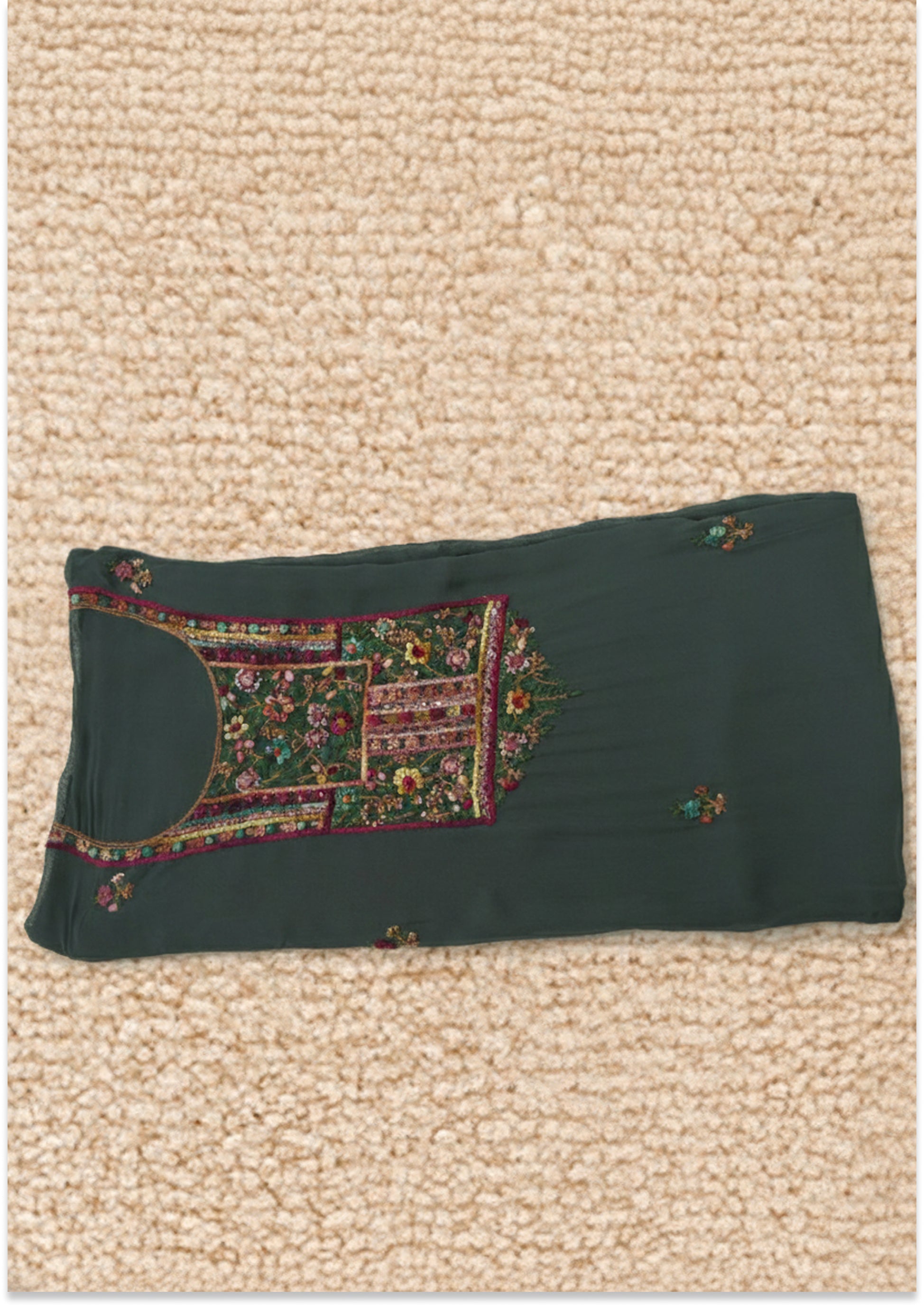 Dark Grey Georgette Handcrafted Unstitched Suit Material