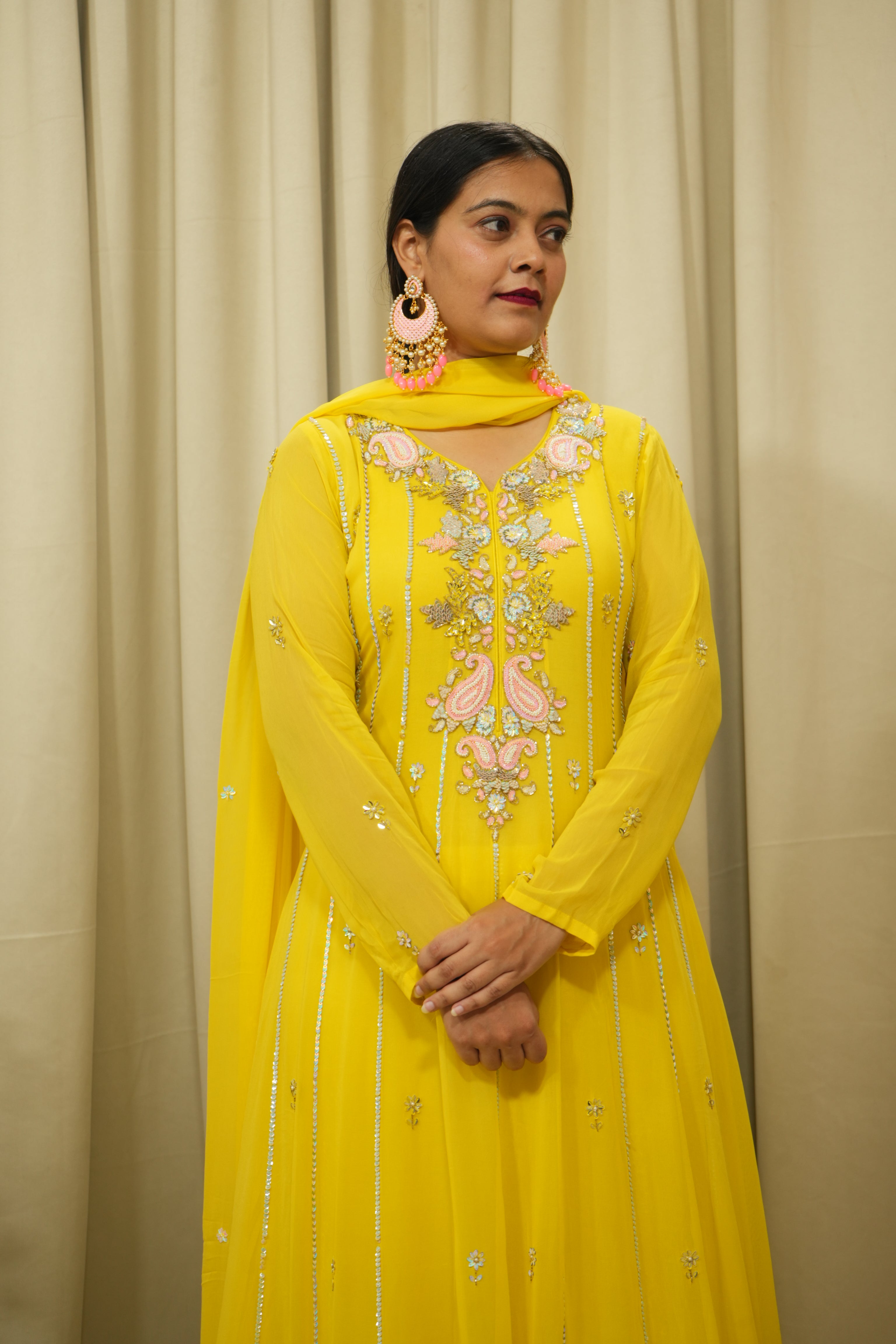 Lime Yellow Handcrafted 3pc suit set