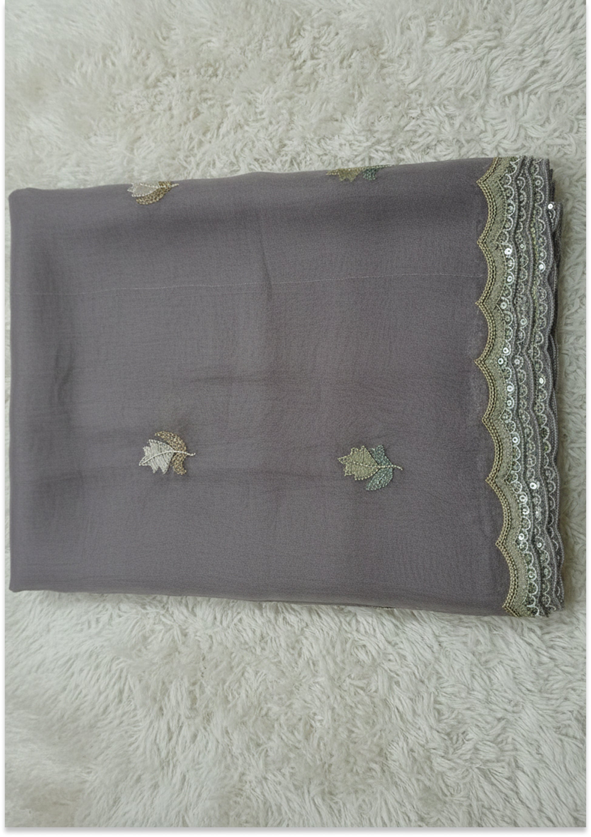 Mouse Color Pure Organza Handcrafted Premium Unstitched suit Material