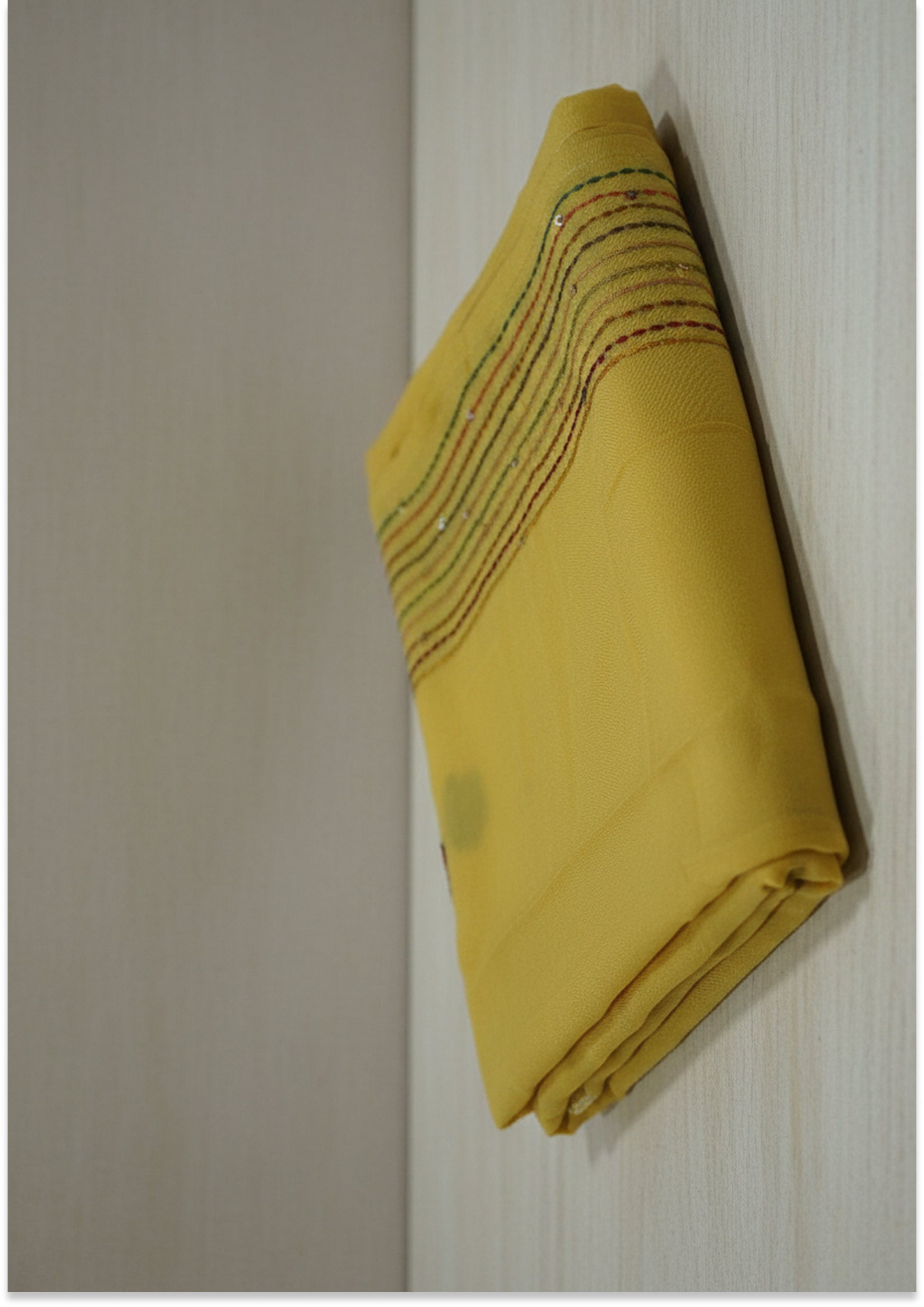 Light Golden Yellow Pure Organza Knot work Unstitched suit Material