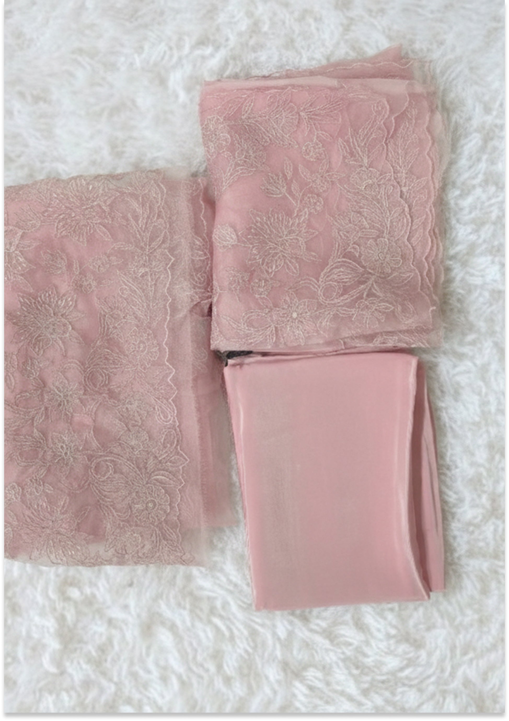 Nude Pink Handcrafted Pure Organza Unstitched Material