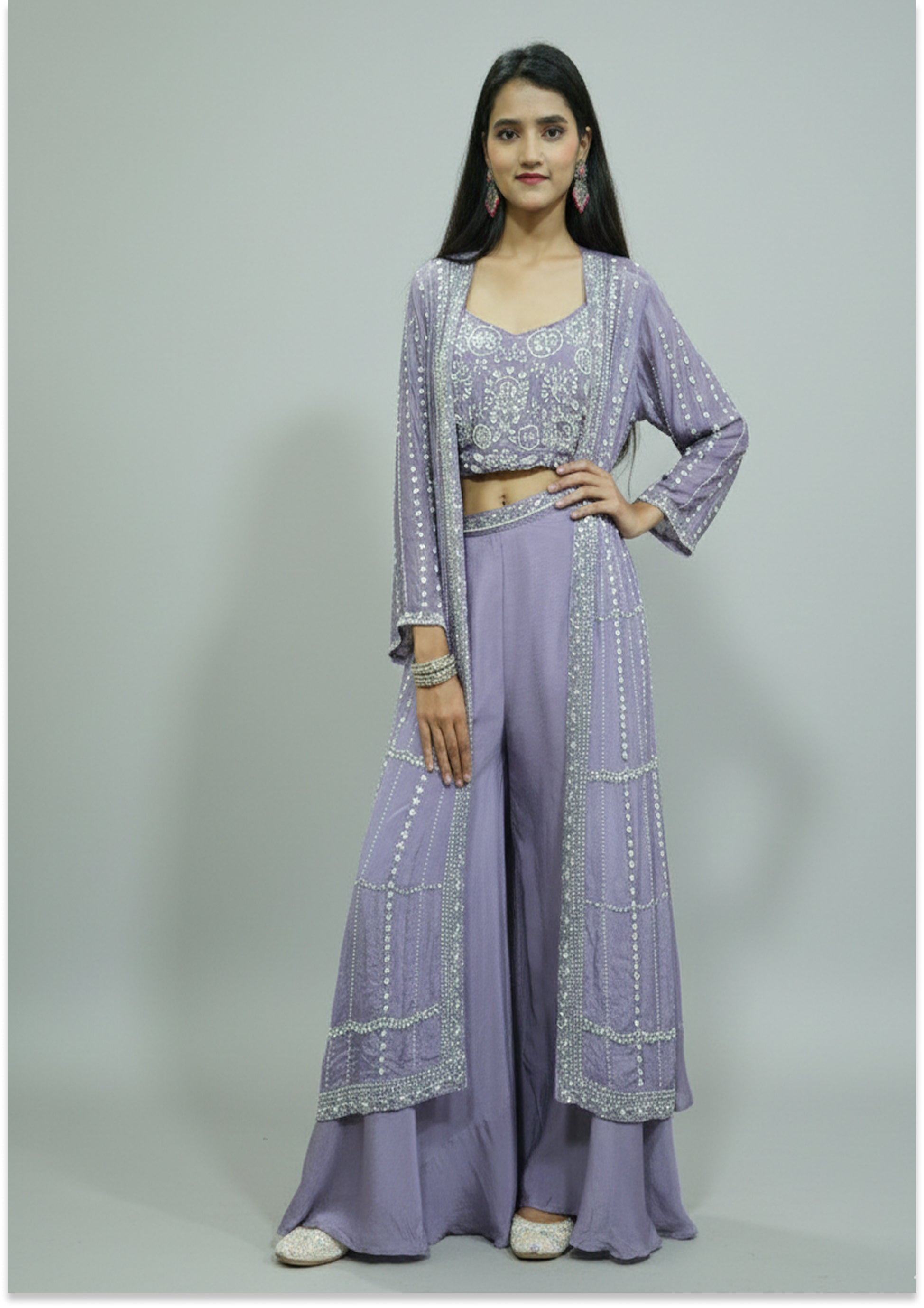 Lavender Handcrafted Sharara with Jacket