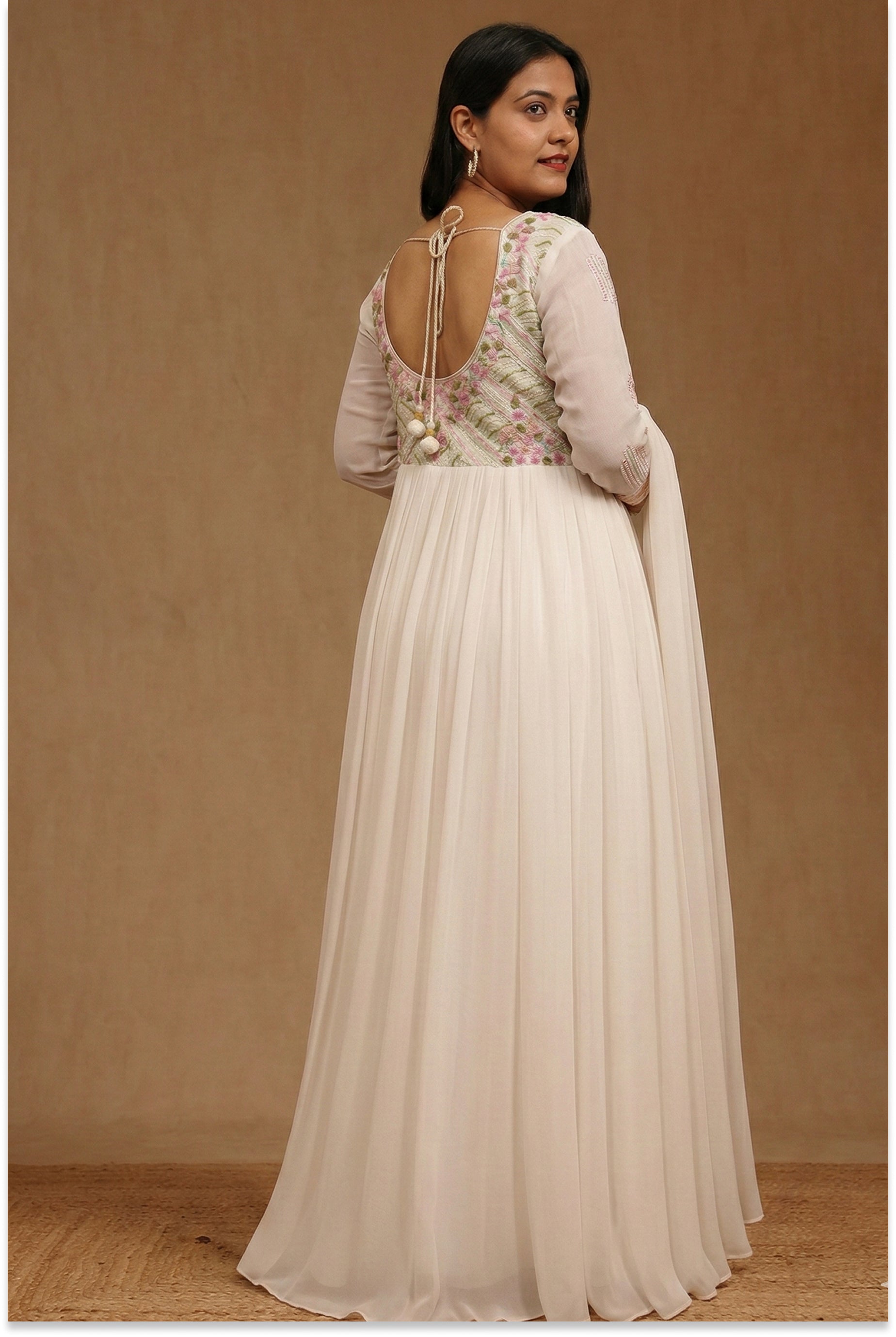 White Multi Handcrafted 3pc Suit set