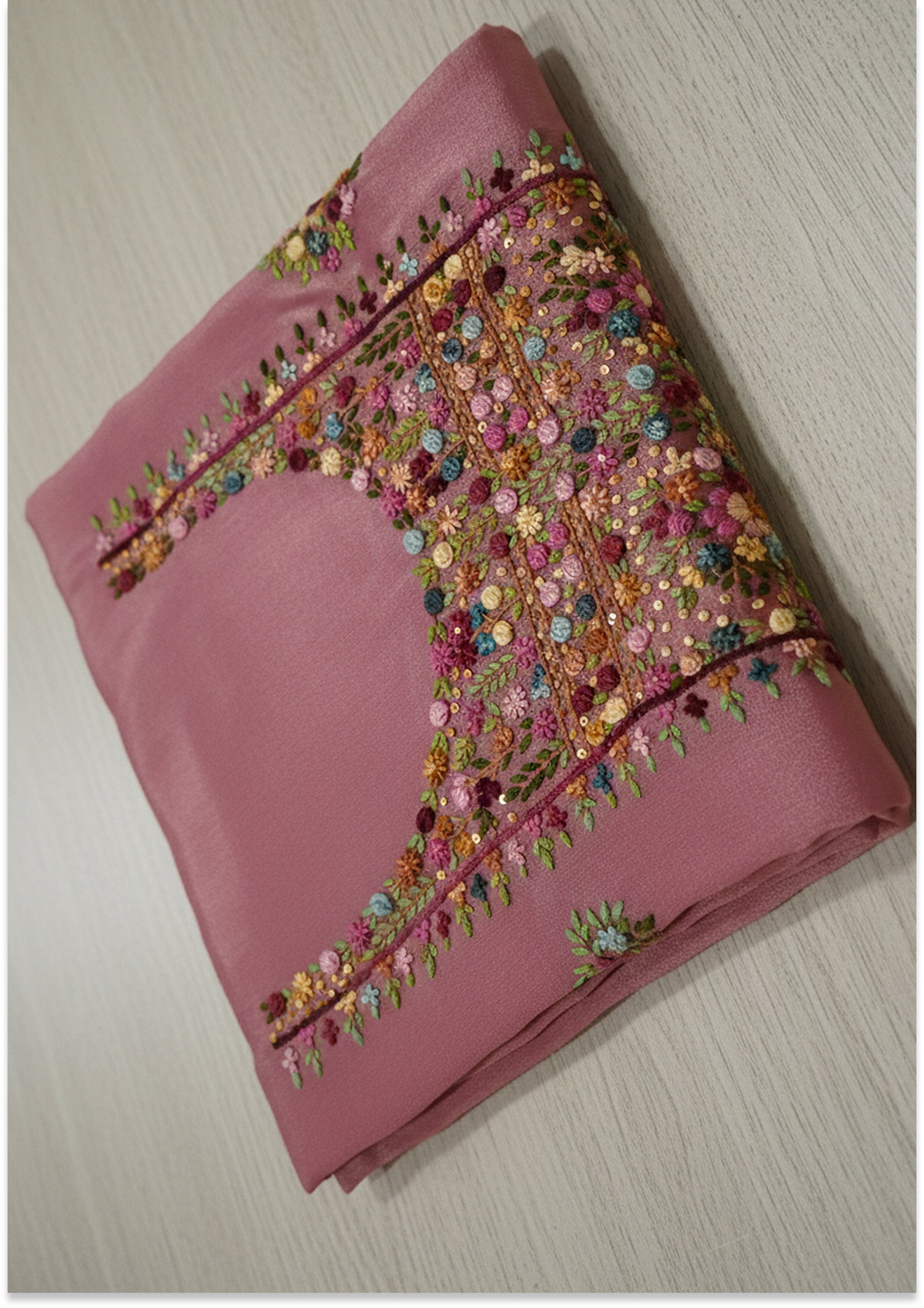 Dark Onion Pink Chinon Handcrafted Unstitched Material