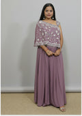 Nude lilac Handcrafted Asymmetric Indo-Western Lehenga