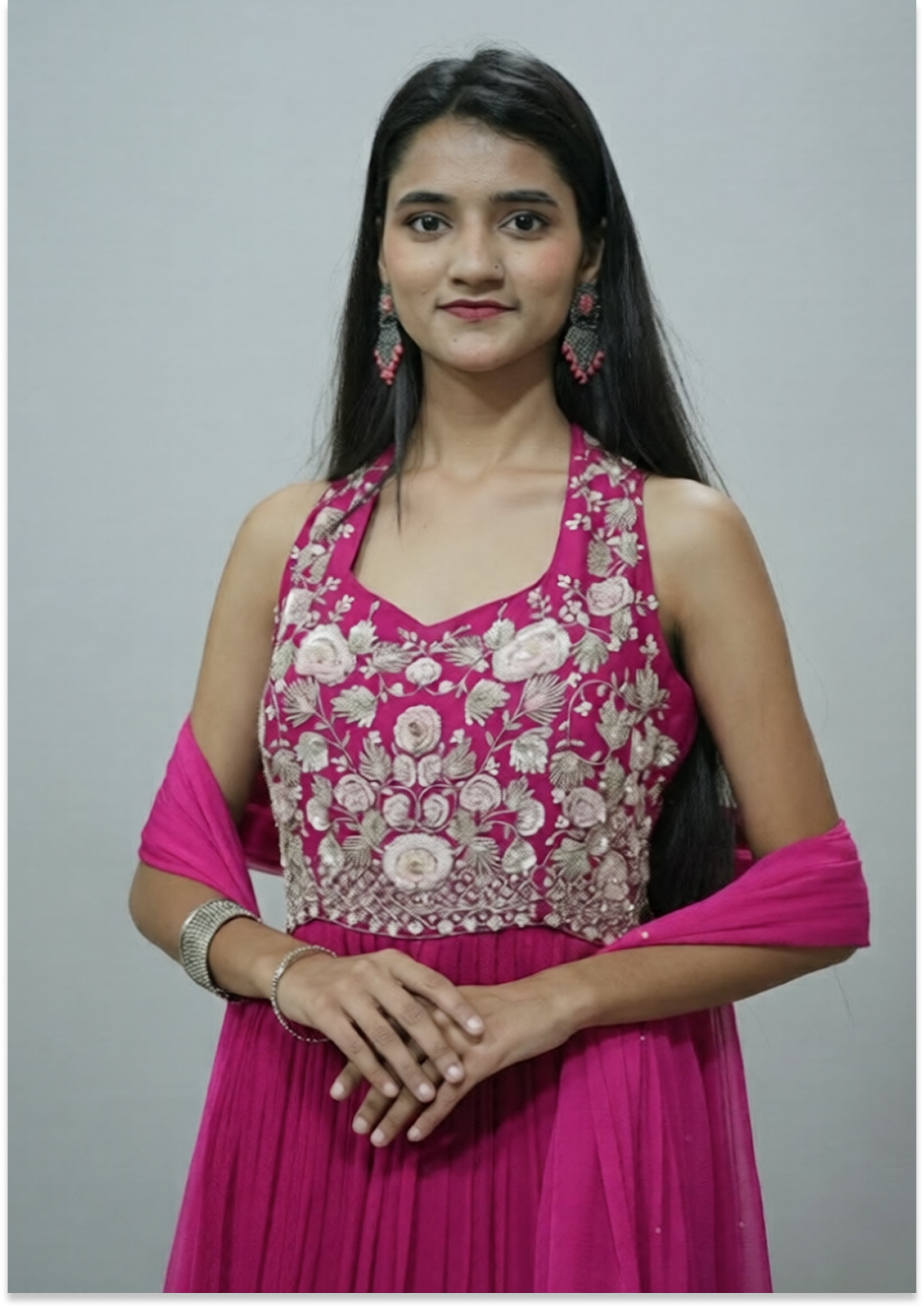 Magenta Halter Handcrafted Evening Gown