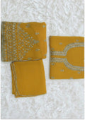 Golden Yellow Handcrafted Suit Material with Stitched Gharara