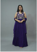 Purple Halter Handcrafted Indo-Western Evening Gown