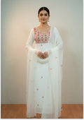 Off White Unstitched suit material with Rust Knot Work