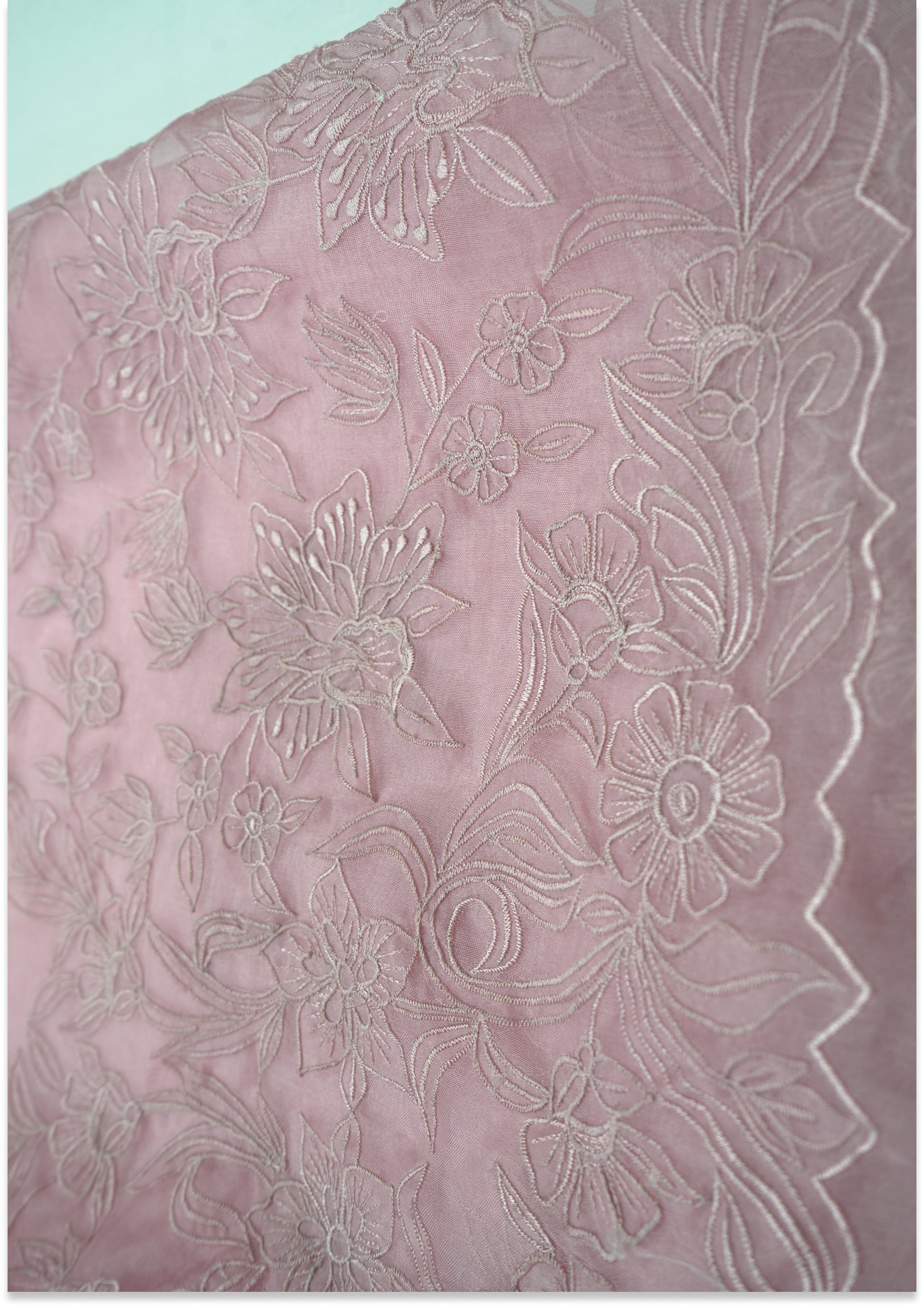 Nude Pink Handcrafted Pure Organza Unstitched Material