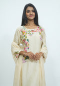 Beige Silk Handcrafted 3pc Suit Set