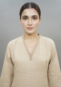 Beige Plain Khadi Handcrafted Suit Set