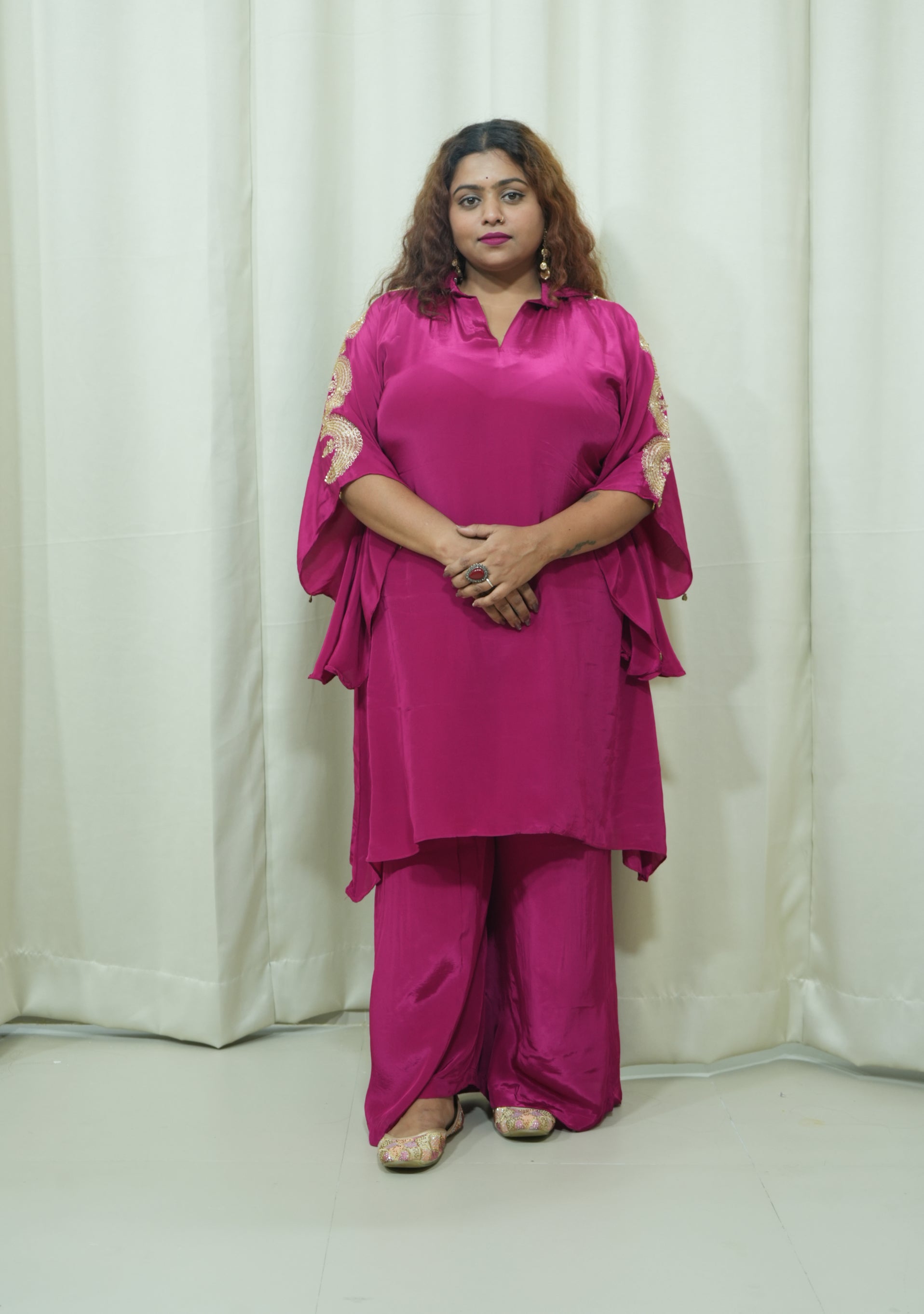 Cherry Indo-Western Handcrafted Co-ord set