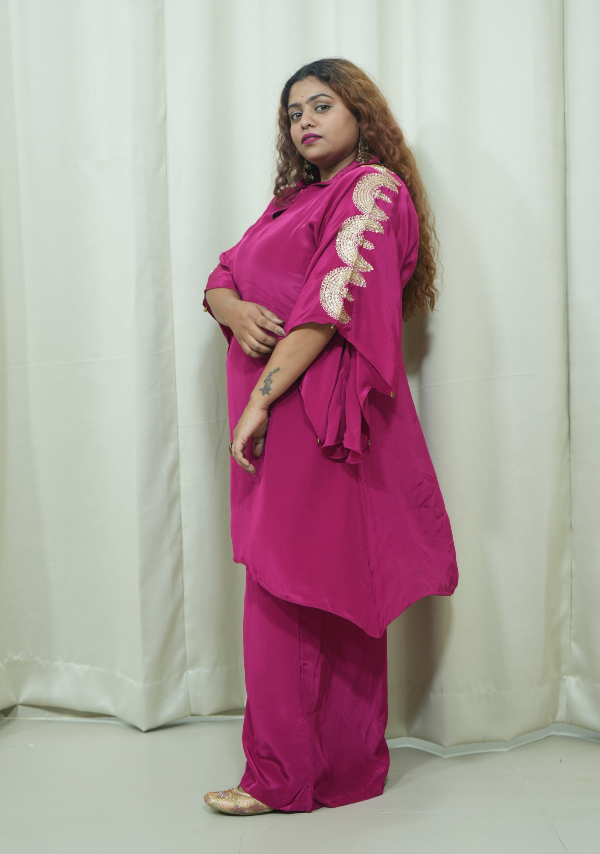 Cherry Indo-Western Handcrafted Co-ord set