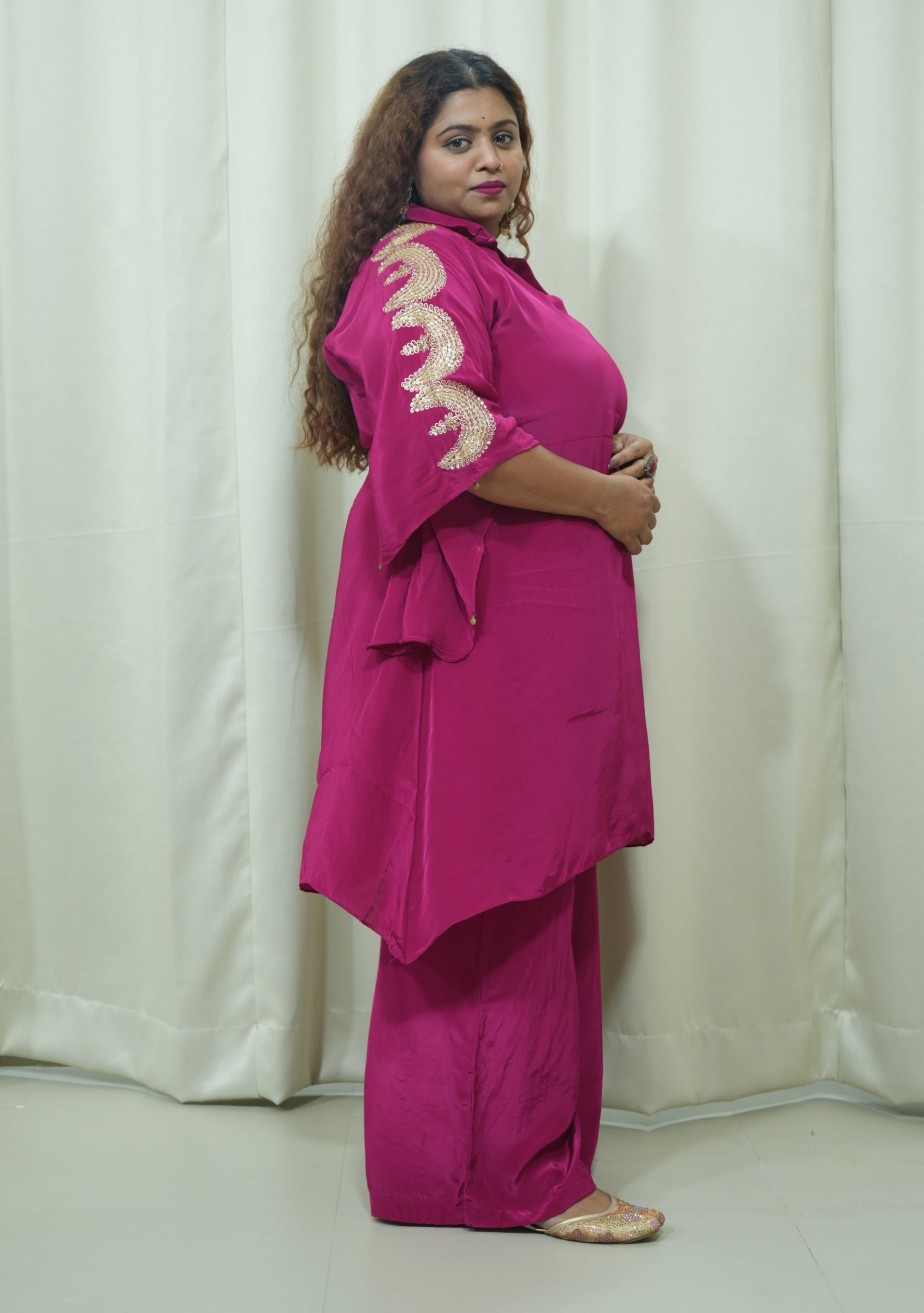 Cherry Indo-Western Handcrafted Co-ord set