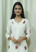 Cream Khadi Maroon-Booty Suit Set