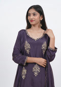 Dark Purple Chinon Handcrafted 3pc suit set