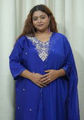 Deep Blue Art Silk Handcrafted 3pc suit set