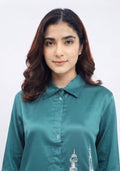 Deep Turquoise Cotton Silk Co-ord Set Indo-Western