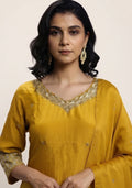 Golden Yellow Silk Handcrafted 3pc suit set