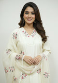 Ivory Chanderi Handcrafted 3pc suit set