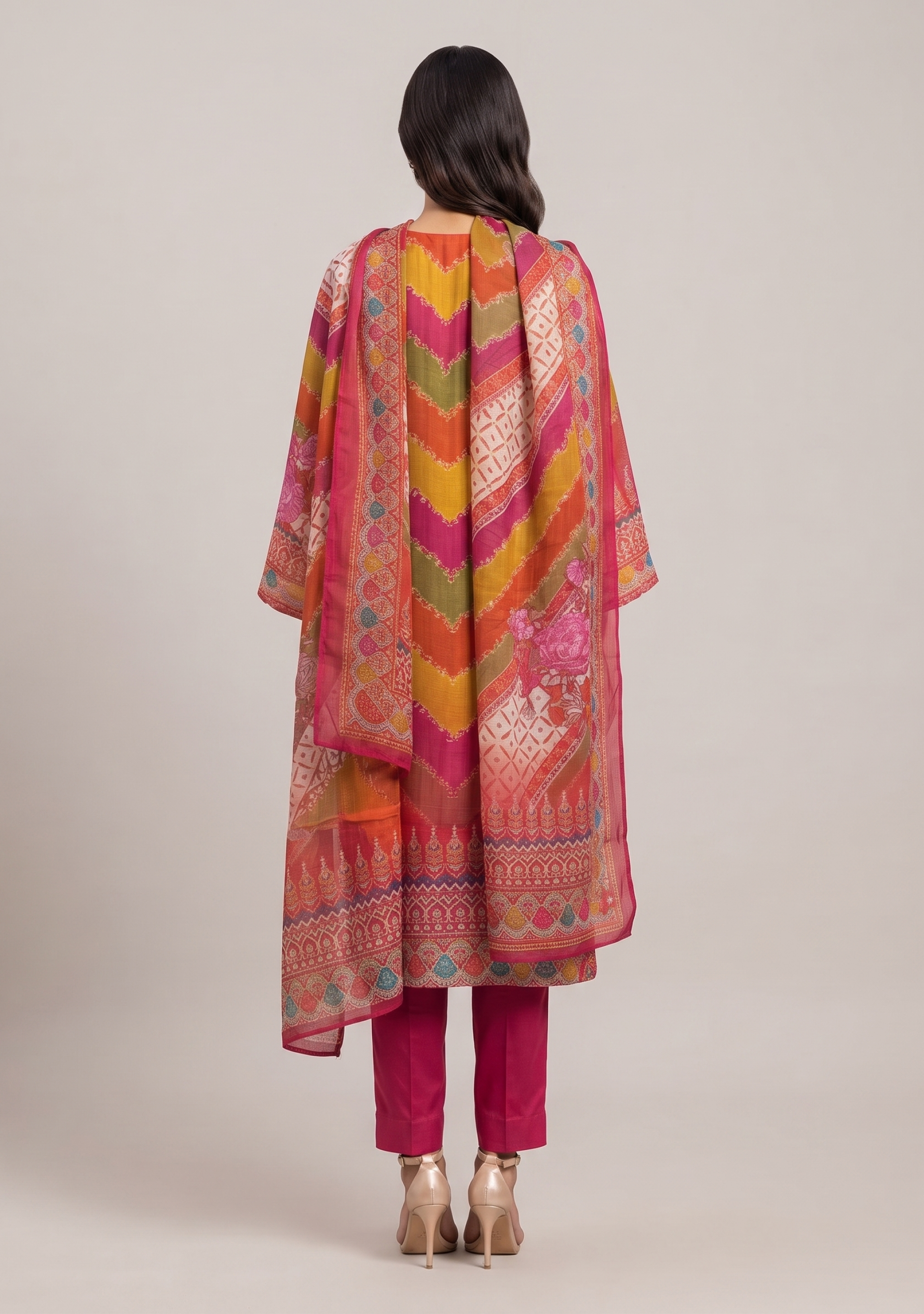 Lahariya Magenta Multi Embroidered 3pc suit set
