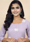 Lavender Art Silk Handcrafted 3pc suit set