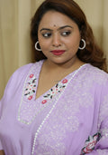 Lavender Chanderi Handcrafted 3pc suit set