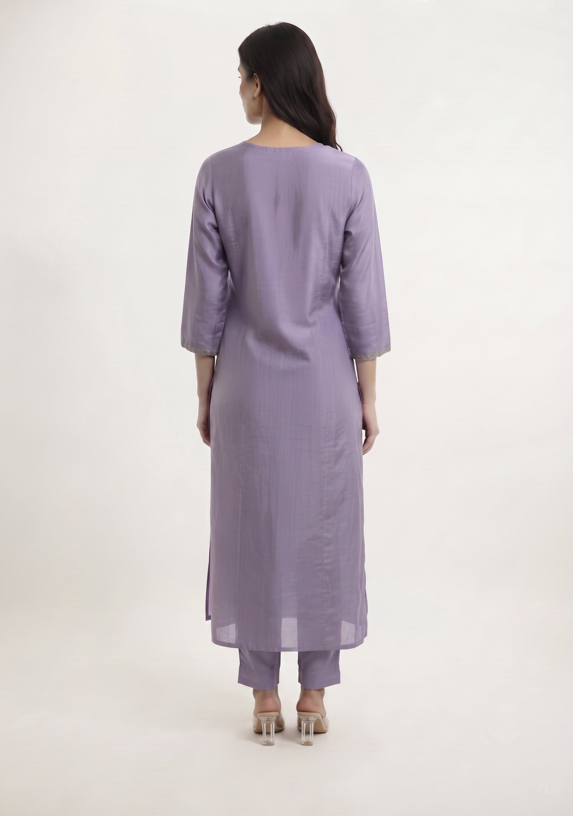 Light Mauve Art Silk Handcrafted 3pc suit set